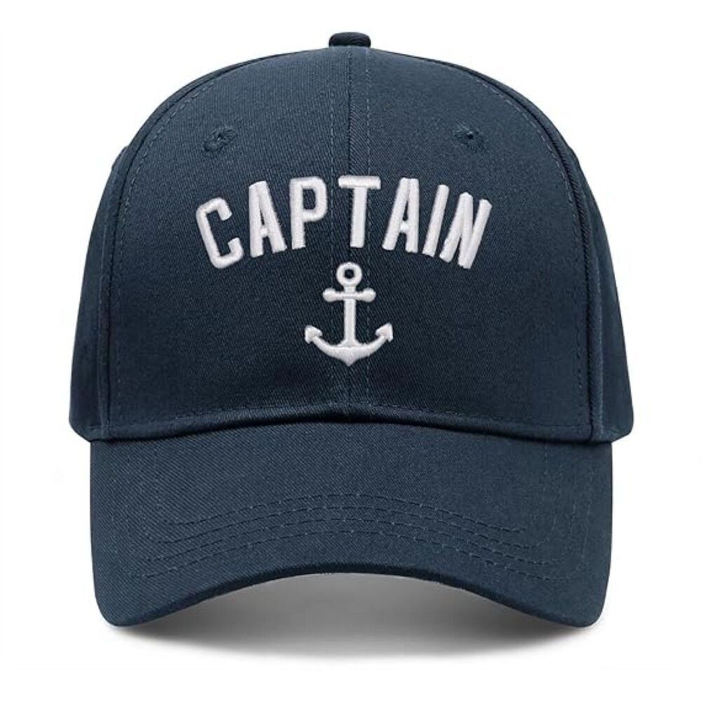 Unisex Light Navy Captain Embroidery Adjustable Classic Hunting Baseball Cap